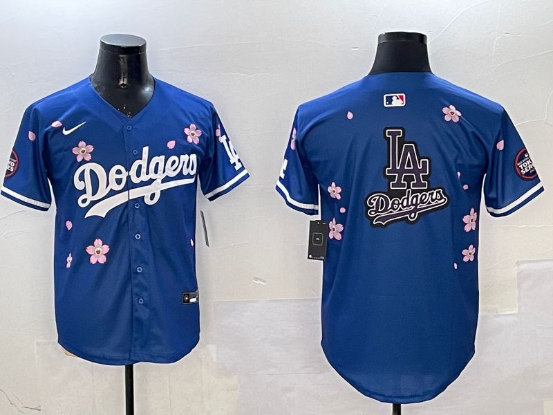 Men Los Angeles Dodgers Blank Blue Sakura Edition 2025 Nike MLB Jersey style 19